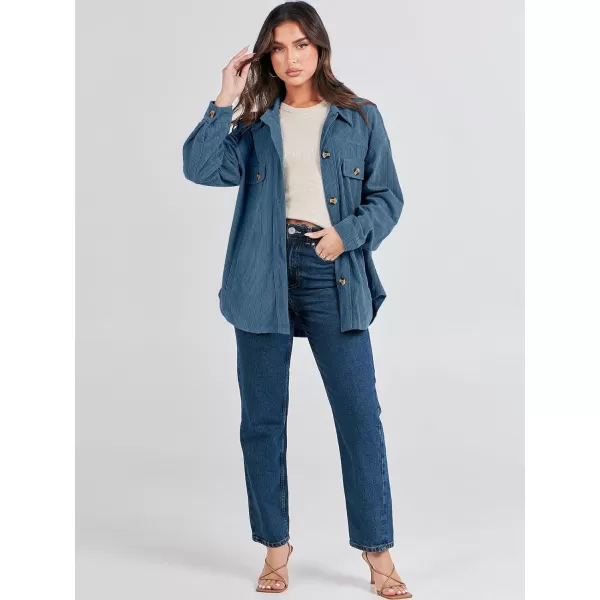 imageANRABESS Womens Corduroy Shacket Oversized Long Sleeve Button Down Shirts 2023 Trendy Cardigan Jacket CoatsBlue