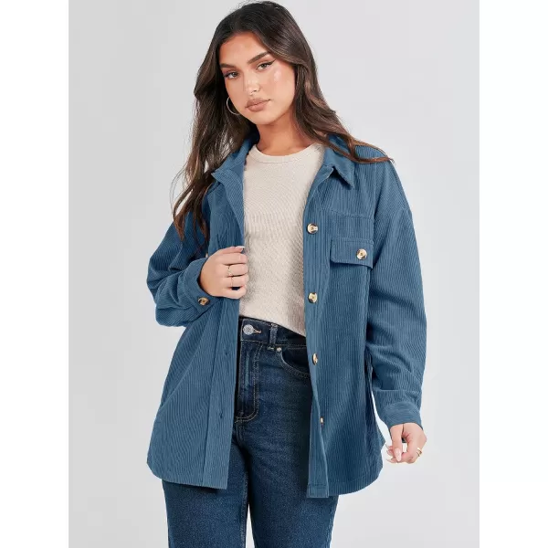 imageANRABESS Womens Corduroy Shacket Oversized Long Sleeve Button Down Shirts 2023 Trendy Cardigan Jacket CoatsBlue