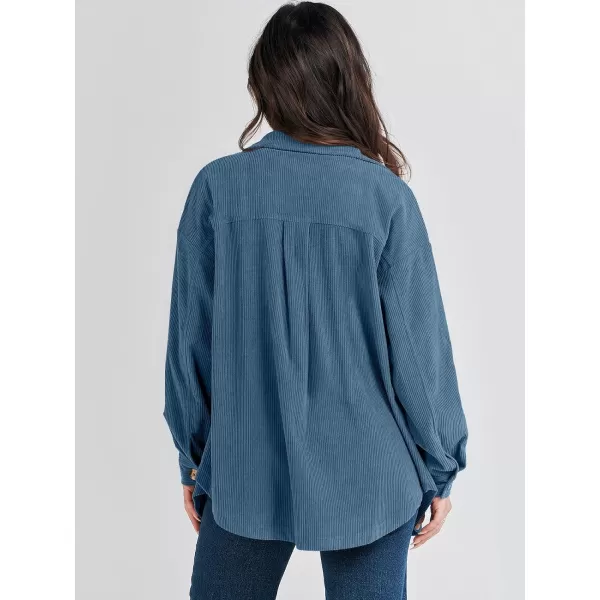 imageANRABESS Womens Corduroy Shacket Oversized Long Sleeve Button Down Shirts 2023 Trendy Cardigan Jacket CoatsBlue