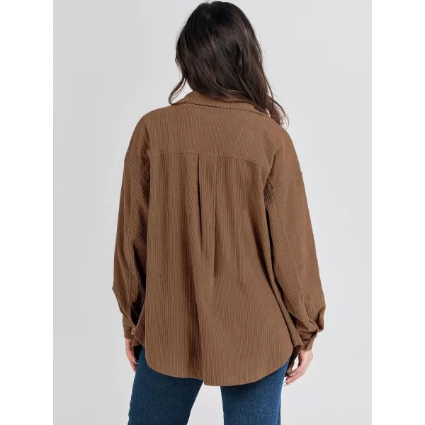 imageANRABESS Womens Corduroy Shacket Oversized Long Sleeve Button Down Shirts 2023 Trendy Cardigan Jacket CoatsCoffee