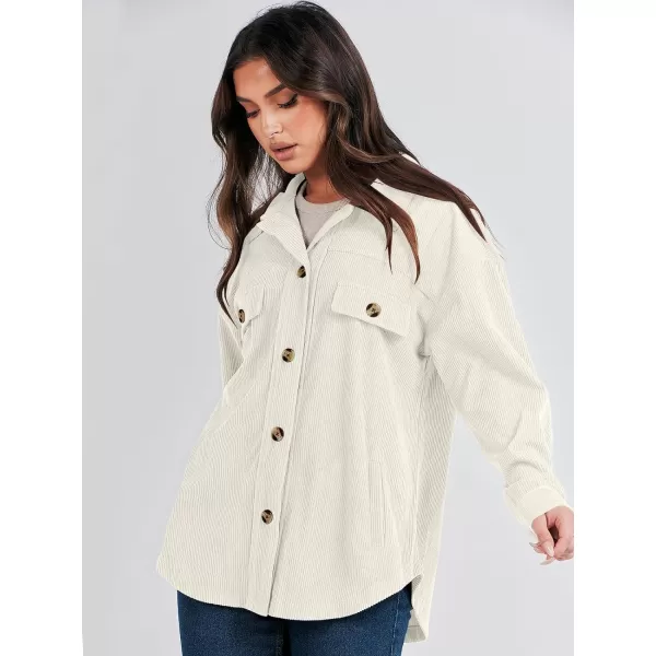 imageANRABESS Womens Corduroy Shacket Oversized Long Sleeve Button Down Shirts 2023 Trendy Cardigan Jacket CoatsLight Apricot