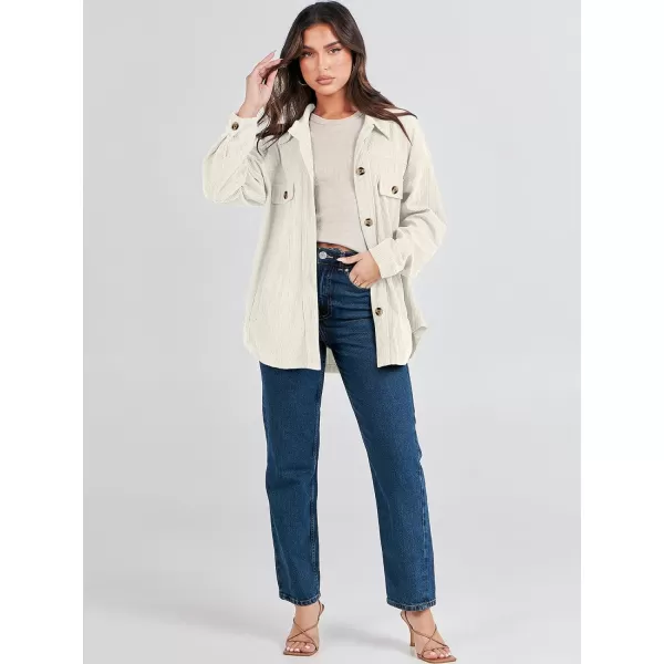 imageANRABESS Womens Corduroy Shacket Oversized Long Sleeve Button Down Shirts 2023 Trendy Cardigan Jacket CoatsLight Apricot