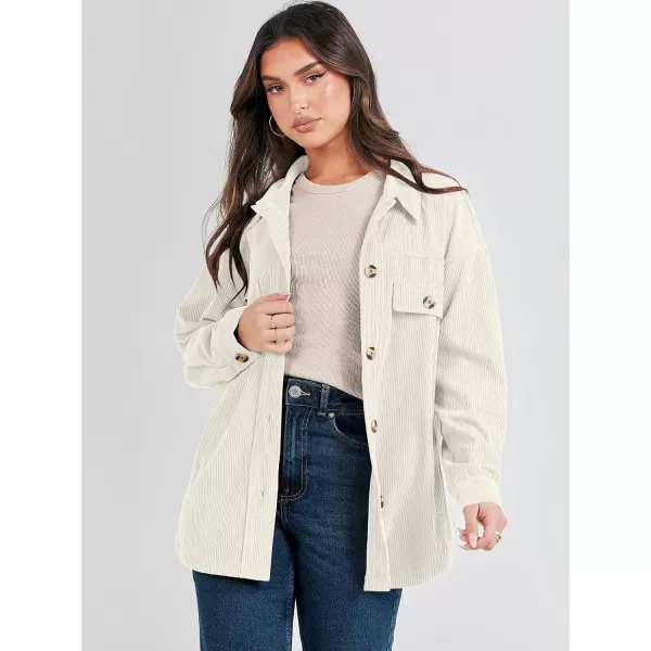 imageANRABESS Womens Corduroy Shacket Oversized Long Sleeve Button Down Shirts 2023 Trendy Cardigan Jacket CoatsLight Apricot