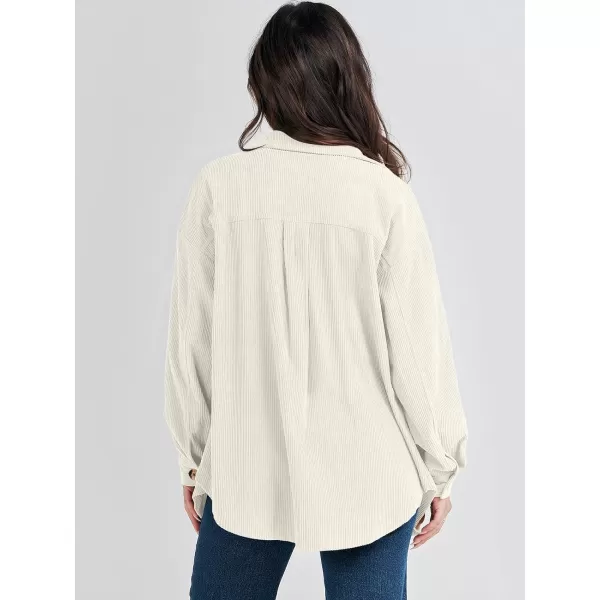 imageANRABESS Womens Corduroy Shacket Oversized Long Sleeve Button Down Shirts 2023 Trendy Cardigan Jacket CoatsLight Apricot