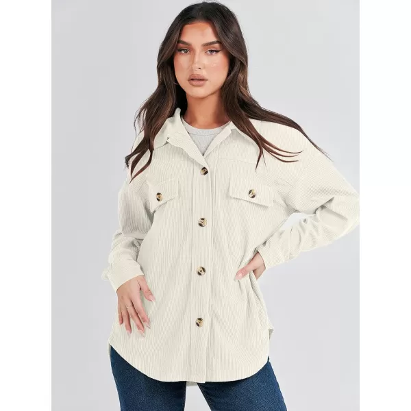 imageANRABESS Womens Corduroy Shacket Oversized Long Sleeve Button Down Shirts 2023 Trendy Cardigan Jacket CoatsLight Apricot
