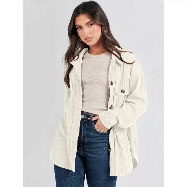 imageANRABESS Womens Corduroy Shacket Oversized Long Sleeve Button Down Shirts 2023 Trendy Cardigan Jacket CoatsLight Apricot