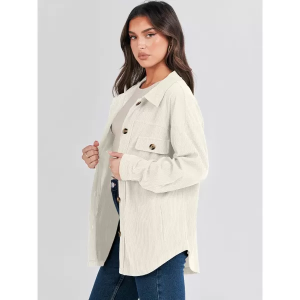 imageANRABESS Womens Corduroy Shacket Oversized Long Sleeve Button Down Shirts 2023 Trendy Cardigan Jacket CoatsLight Apricot
