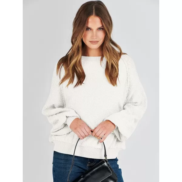 imageANRABESS Womens Crewneck Batwing Long Sleeve Sweater 2023 Fall Oversized Popcorn Knit Pullover Sweater Top02white