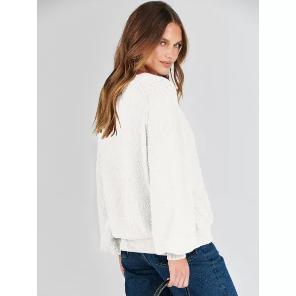 imageANRABESS Womens Crewneck Batwing Long Sleeve Sweater 2023 Fall Oversized Popcorn Knit Pullover Sweater Top02white