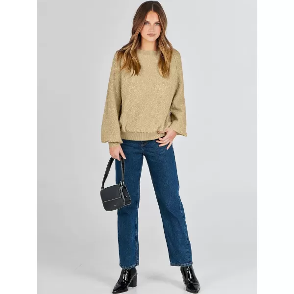 imageANRABESS Womens Crewneck Batwing Long Sleeve Sweater 2023 Fall Oversized Popcorn Knit Pullover Sweater Top03khaki