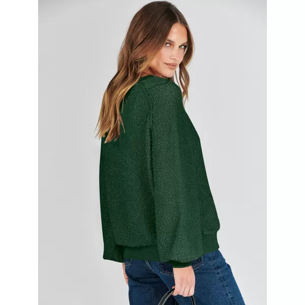imageANRABESS Womens Crewneck Batwing Long Sleeve Sweater 2023 Fall Oversized Popcorn Knit Pullover Sweater Top05green