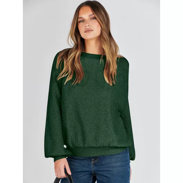 imageANRABESS Womens Crewneck Batwing Long Sleeve Sweater 2023 Fall Oversized Popcorn Knit Pullover Sweater Top05green