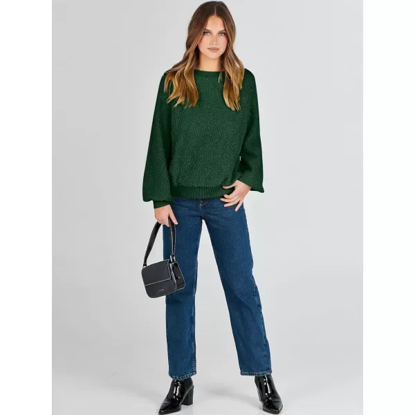 imageANRABESS Womens Crewneck Batwing Long Sleeve Sweater 2023 Fall Oversized Popcorn Knit Pullover Sweater Top05green