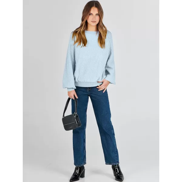 imageANRABESS Womens Crewneck Batwing Long Sleeve Sweater 2023 Fall Oversized Popcorn Knit Pullover Sweater Top06blue