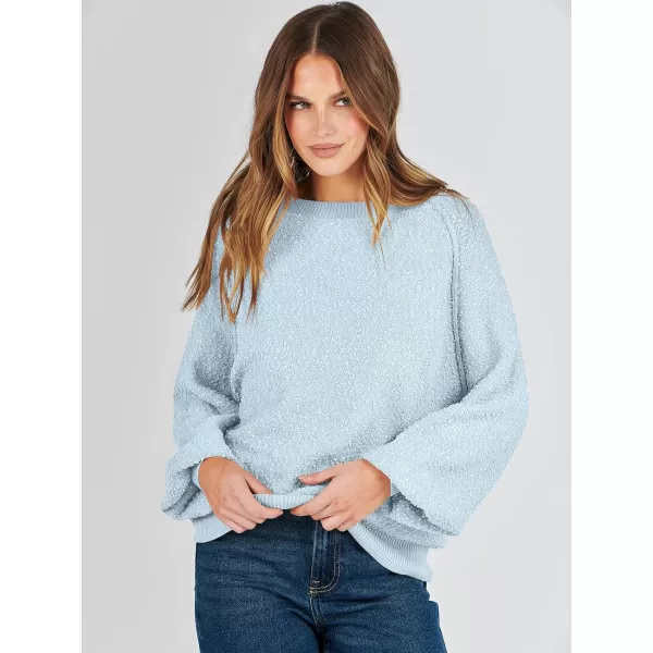 imageANRABESS Womens Crewneck Batwing Long Sleeve Sweater 2023 Fall Oversized Popcorn Knit Pullover Sweater Top06blue