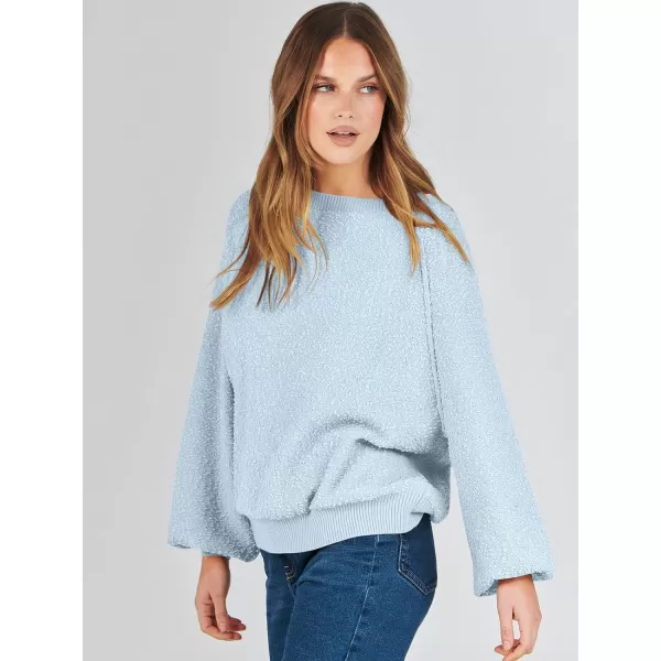 imageANRABESS Womens Crewneck Batwing Long Sleeve Sweater 2023 Fall Oversized Popcorn Knit Pullover Sweater Top06blue