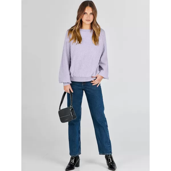 imageANRABESS Womens Crewneck Batwing Long Sleeve Sweater 2023 Fall Oversized Popcorn Knit Pullover Sweater Top07lilac
