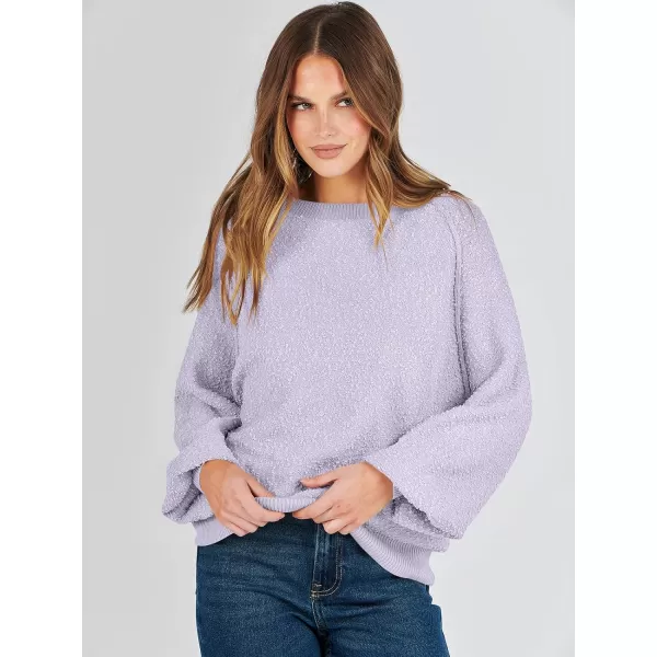 imageANRABESS Womens Crewneck Batwing Long Sleeve Sweater 2023 Fall Oversized Popcorn Knit Pullover Sweater Top07lilac