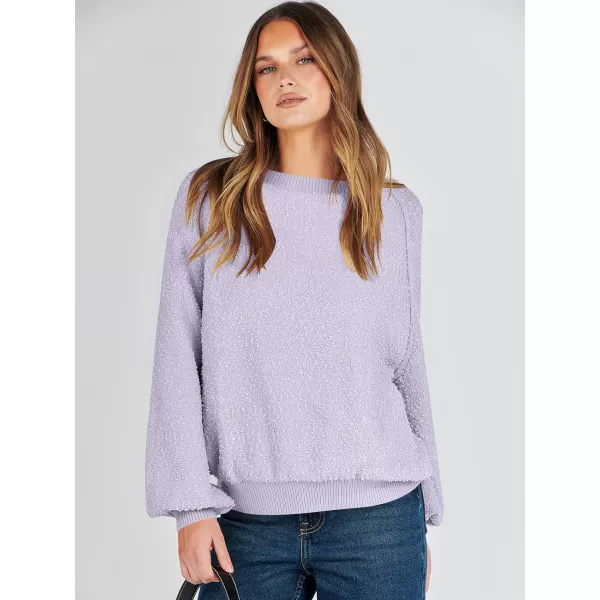 imageANRABESS Womens Crewneck Batwing Long Sleeve Sweater 2023 Fall Oversized Popcorn Knit Pullover Sweater Top07lilac