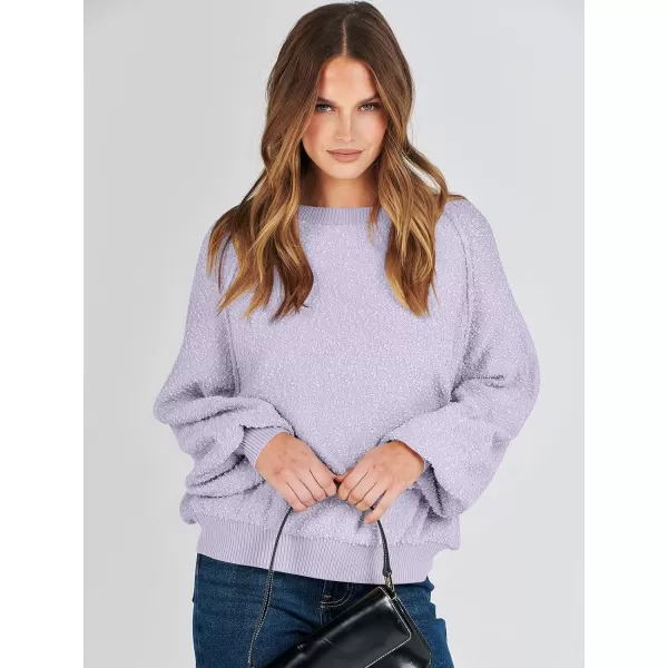 imageANRABESS Womens Crewneck Batwing Long Sleeve Sweater 2023 Fall Oversized Popcorn Knit Pullover Sweater Top07lilac