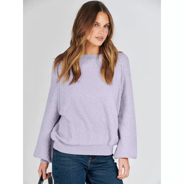 imageANRABESS Womens Crewneck Batwing Long Sleeve Sweater 2023 Fall Oversized Popcorn Knit Pullover Sweater Top07lilac
