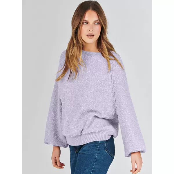 imageANRABESS Womens Crewneck Batwing Long Sleeve Sweater 2023 Fall Oversized Popcorn Knit Pullover Sweater Top07lilac