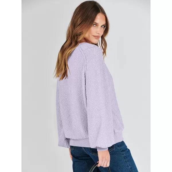 imageANRABESS Womens Crewneck Batwing Long Sleeve Sweater 2023 Fall Oversized Popcorn Knit Pullover Sweater Top07lilac