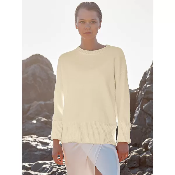 imageANRABESS Womens Crewneck Long Sleeve Oversized Fuzzy Knit Chunky Warm Pullover Sweater TopAlmond