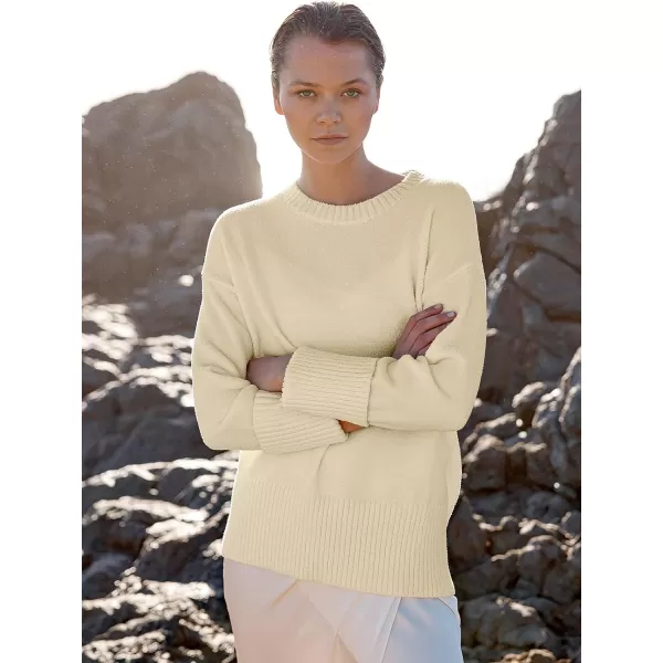 imageANRABESS Womens Crewneck Long Sleeve Oversized Fuzzy Knit Chunky Warm Pullover Sweater TopAlmond