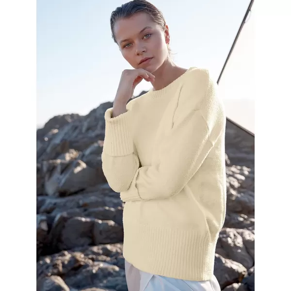 imageANRABESS Womens Crewneck Long Sleeve Oversized Fuzzy Knit Chunky Warm Pullover Sweater TopAlmond