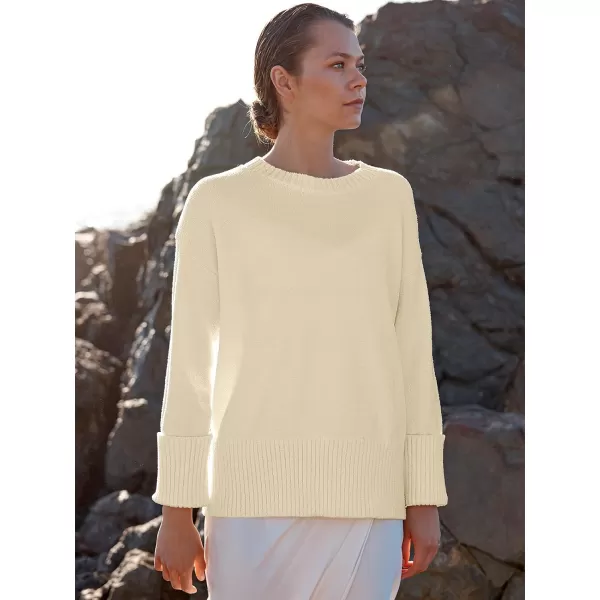 imageANRABESS Womens Crewneck Long Sleeve Oversized Fuzzy Knit Chunky Warm Pullover Sweater TopAlmond