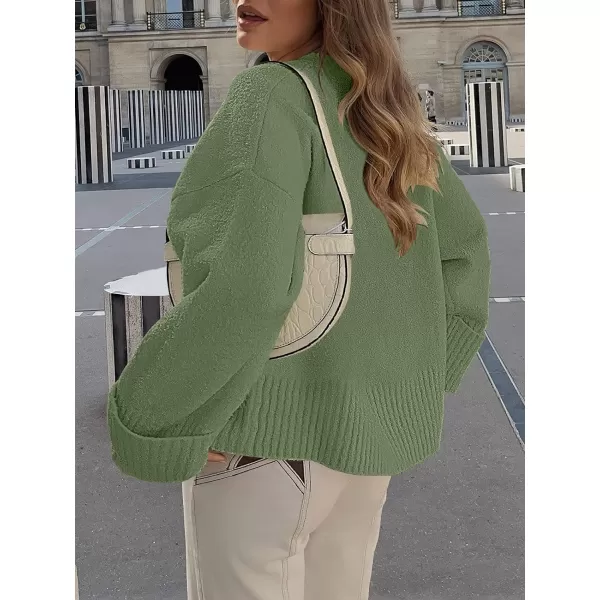 imageANRABESS Womens Crewneck Long Sleeve Oversized Fuzzy Knit Chunky Warm Pullover Sweater TopArmy Green