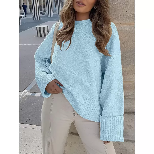 imageANRABESS Womens Crewneck Long Sleeve Oversized Fuzzy Knit Chunky Warm Pullover Sweater TopBlue