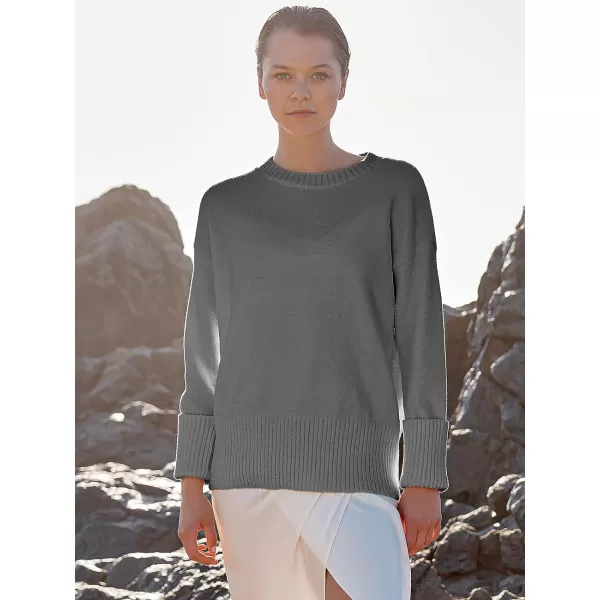 imageANRABESS Womens Crewneck Long Sleeve Oversized Fuzzy Knit Chunky Warm Pullover Sweater TopDark Gray