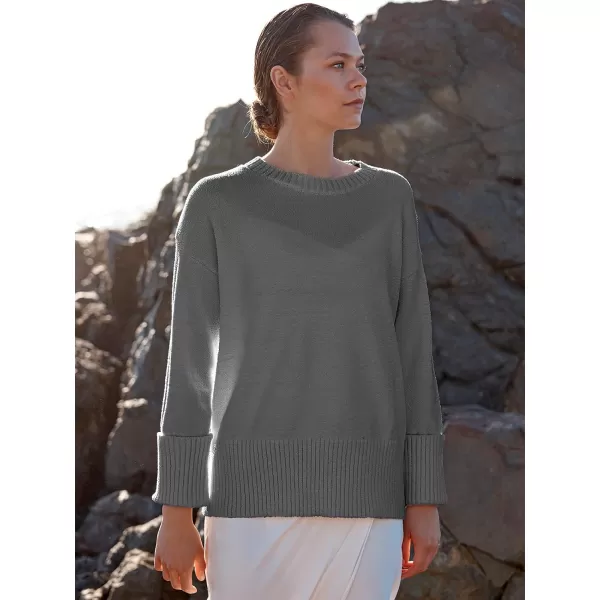 imageANRABESS Womens Crewneck Long Sleeve Oversized Fuzzy Knit Chunky Warm Pullover Sweater TopDark Gray