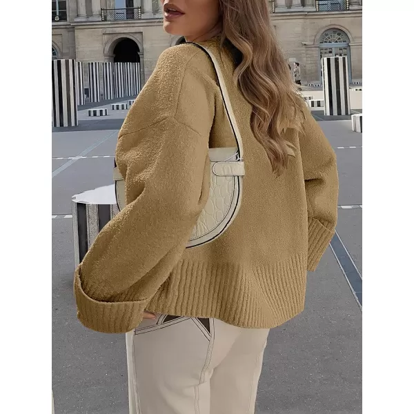 imageANRABESS Womens Crewneck Long Sleeve Oversized Fuzzy Knit Chunky Warm Pullover Sweater TopDark Khaki
