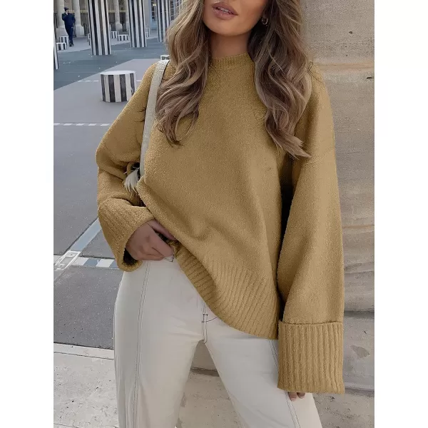 imageANRABESS Womens Crewneck Long Sleeve Oversized Fuzzy Knit Chunky Warm Pullover Sweater TopDark Khaki