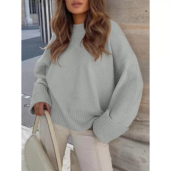 imageANRABESS Womens Crewneck Long Sleeve Oversized Fuzzy Knit Chunky Warm Pullover Sweater TopGray