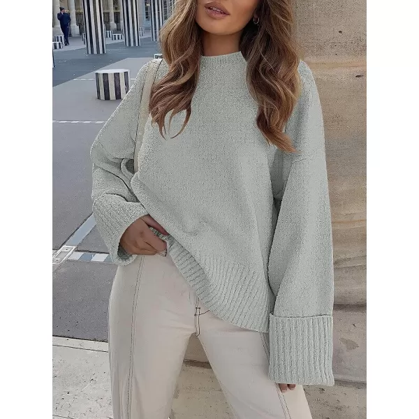 imageANRABESS Womens Crewneck Long Sleeve Oversized Fuzzy Knit Chunky Warm Pullover Sweater TopGray