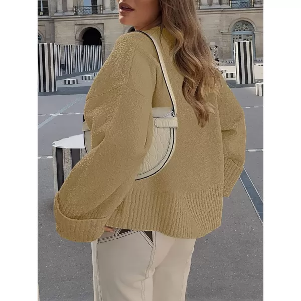 imageANRABESS Womens Crewneck Long Sleeve Oversized Fuzzy Knit Chunky Warm Pullover Sweater TopKhaki