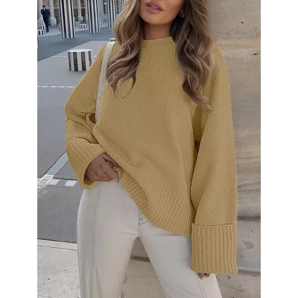 imageANRABESS Womens Crewneck Long Sleeve Oversized Fuzzy Knit Chunky Warm Pullover Sweater TopKhaki