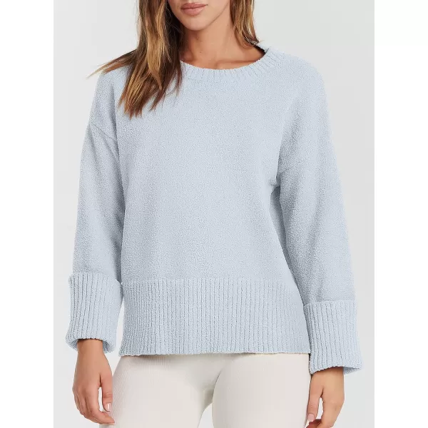 imageANRABESS Womens Crewneck Long Sleeve Oversized Fuzzy Knit Chunky Warm Pullover Sweater TopLight Blue