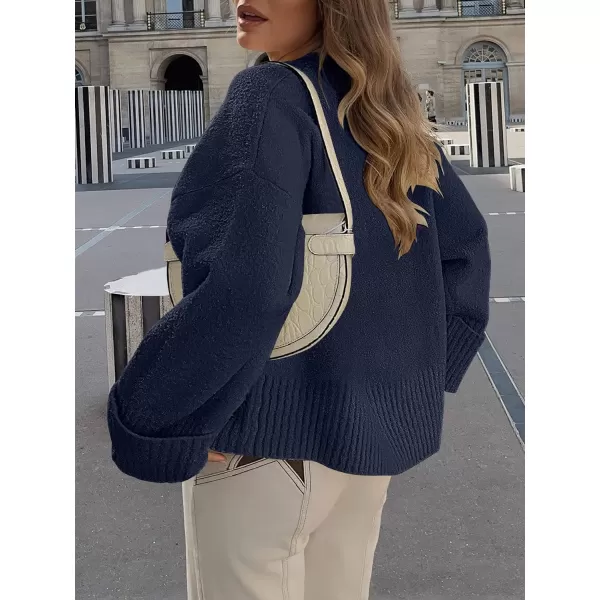 imageANRABESS Womens Crewneck Long Sleeve Oversized Fuzzy Knit Chunky Warm Pullover Sweater TopNavy Blue