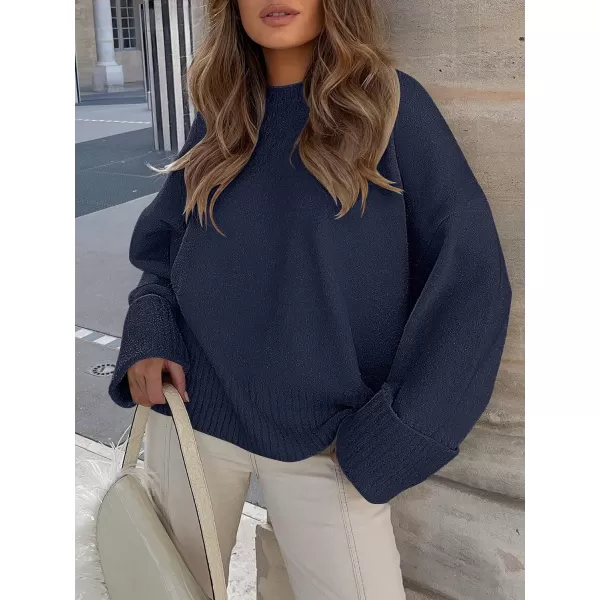 imageANRABESS Womens Crewneck Long Sleeve Oversized Fuzzy Knit Chunky Warm Pullover Sweater TopNavy Blue