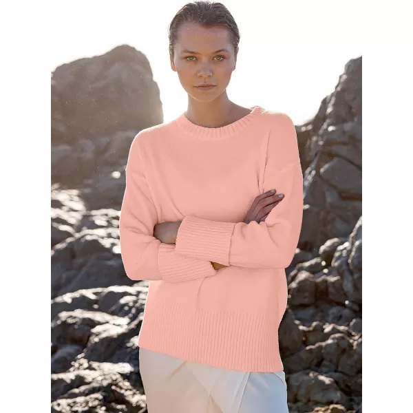 imageANRABESS Womens Crewneck Long Sleeve Oversized Fuzzy Knit Chunky Warm Pullover Sweater TopPink