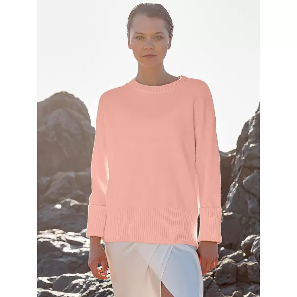 imageANRABESS Womens Crewneck Long Sleeve Oversized Fuzzy Knit Chunky Warm Pullover Sweater TopPink