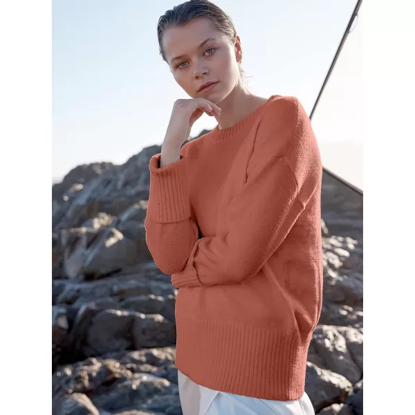 imageANRABESS Womens Crewneck Long Sleeve Oversized Fuzzy Knit Chunky Warm Pullover Sweater TopRust