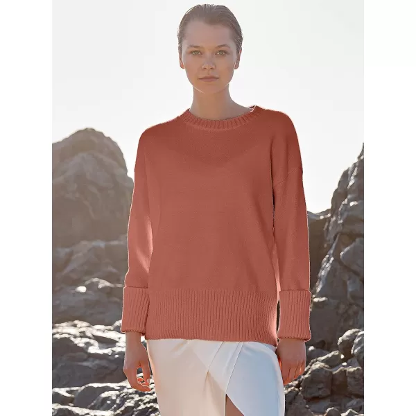 imageANRABESS Womens Crewneck Long Sleeve Oversized Fuzzy Knit Chunky Warm Pullover Sweater TopRust