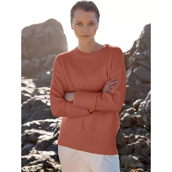 imageANRABESS Womens Crewneck Long Sleeve Oversized Fuzzy Knit Chunky Warm Pullover Sweater TopRust