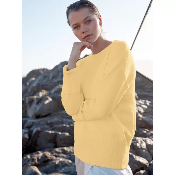 imageANRABESS Womens Crewneck Long Sleeve Oversized Fuzzy Knit Chunky Warm Pullover Sweater TopYellow